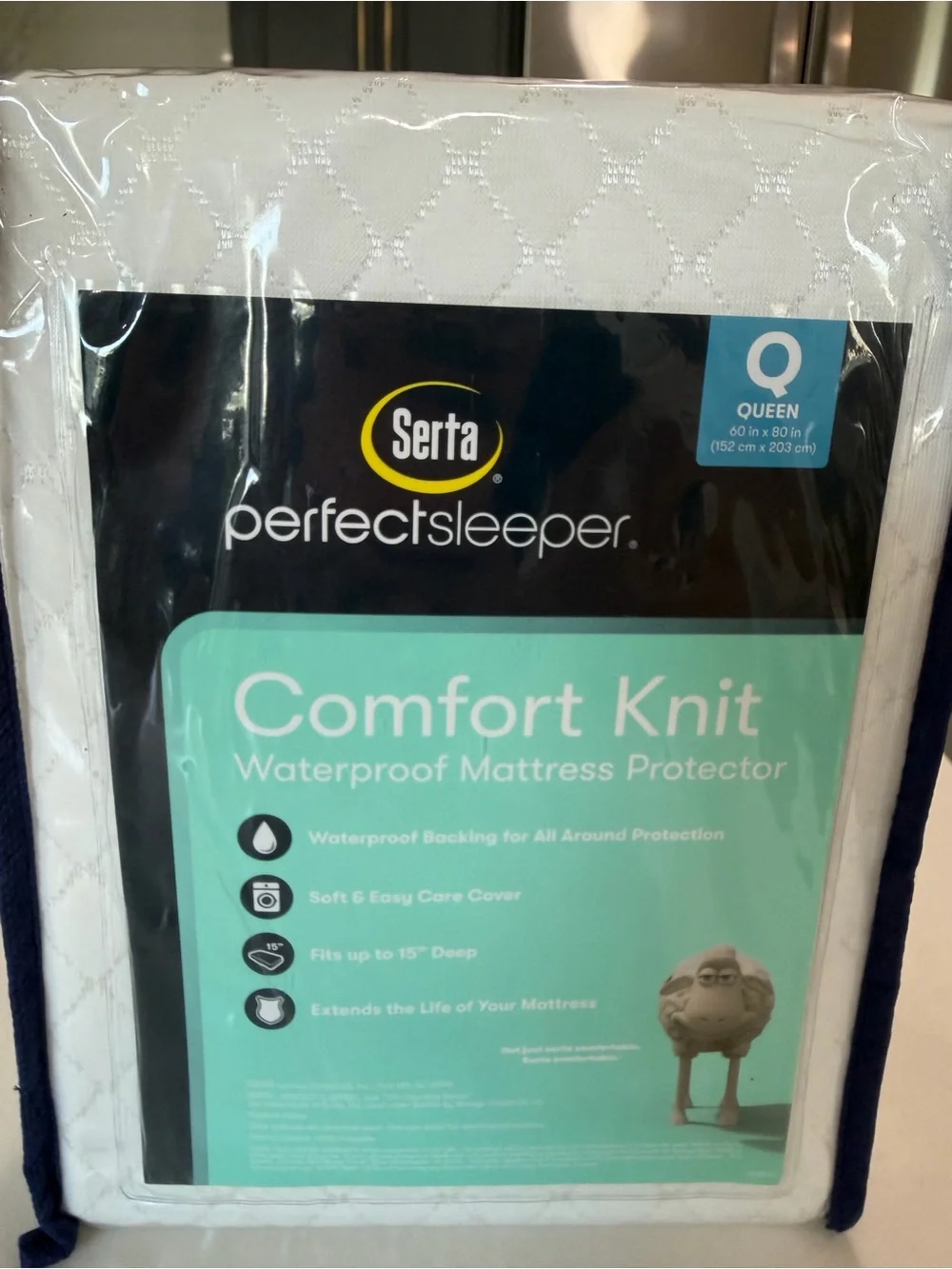 Serta Perfect Sleeper Comfort Knit Waterproof Mattress Protector - White (Queen)